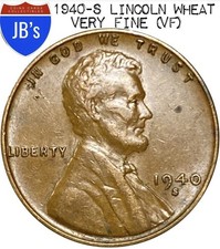 1940-s Lincoln Wheat Cent Penny 1c - Very Fine Vf 1940-s Lincoln Wheat Cent Penny 1c - Very Fine Vf