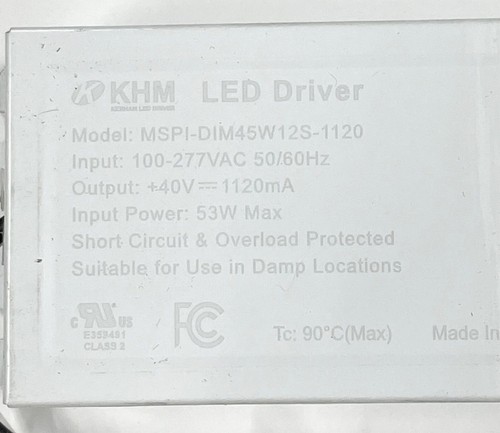 MSPI-DIM45W12S-1120 Dimmable LED Driver Power Supply for 45W Fixtures/Wall Packs
