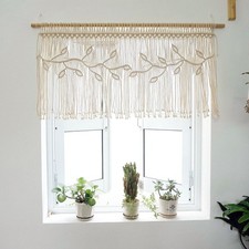 Macrame Valance Curtain for Kichen Windows 35.43 23.62Inch Farmhouse Boho Cur...