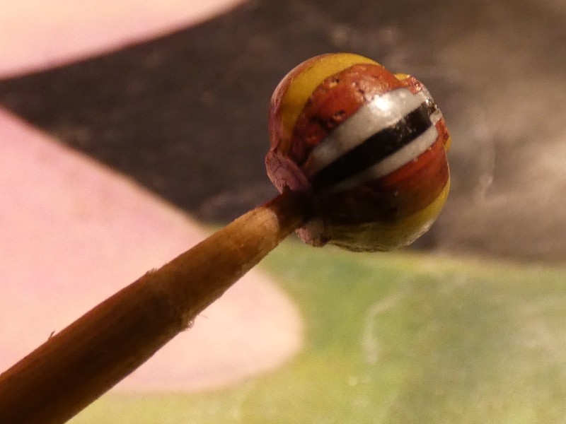 ANCIENT PYU BEAUTIFULLY COLORED ROUND GLASS SHAPE BEAD 7.5-6.3 MM WELL KEPT