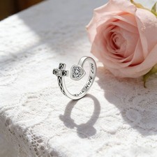 Adjustable Cross Heart Band Meaningful Gift Cross Heart Band Inspirational