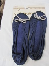 New ISOTONER Contour Fit Bling Bow Ballet Slipper Size Medium 6.5-7.5, Navy Blue
