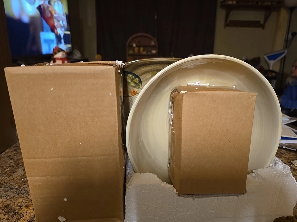 NIB Everyday Gibson 7-Piece~Shadow Wood~Completer Set-Platter/Bowl/Salt-Pepper-+ - Image 2 of 4