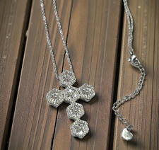 Collana donna Mis. regolabile in Acciaio Inox pendente Croce con Zirconi