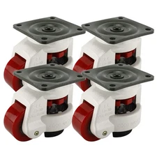 4 Pack Leveling Machine Casters GD-80F-T Iron Poly Wheel and NBR Pad 4400lbs