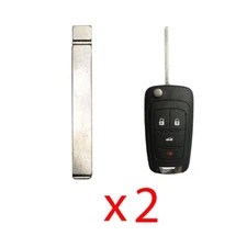 Flip Key Blank Uncut Blade High Security HU100 Replacement for GM (2 Pack)