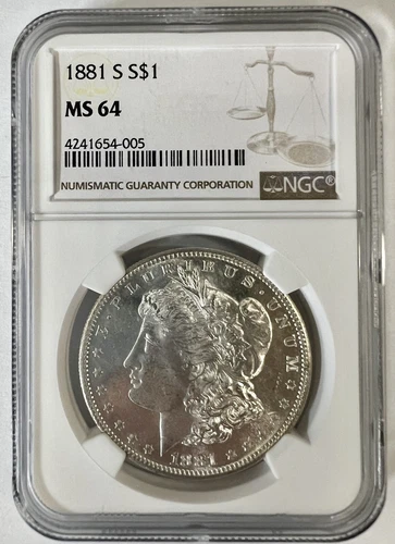 1881-s morgan silver dollar NGC ms-64 Mirror Surfaces! Near Proof Like! Wow!