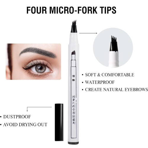 Eyebrow Pen Microblading Tattoo Waterproof Fork Tip 3D Makeup Ink 4 fork Pens - Picture 7 of 17