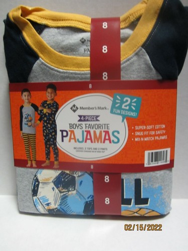 Member's Mark Youth Boys 4-Piece Favorite Sports Pajamas Size 8 - Picture 2 of 4