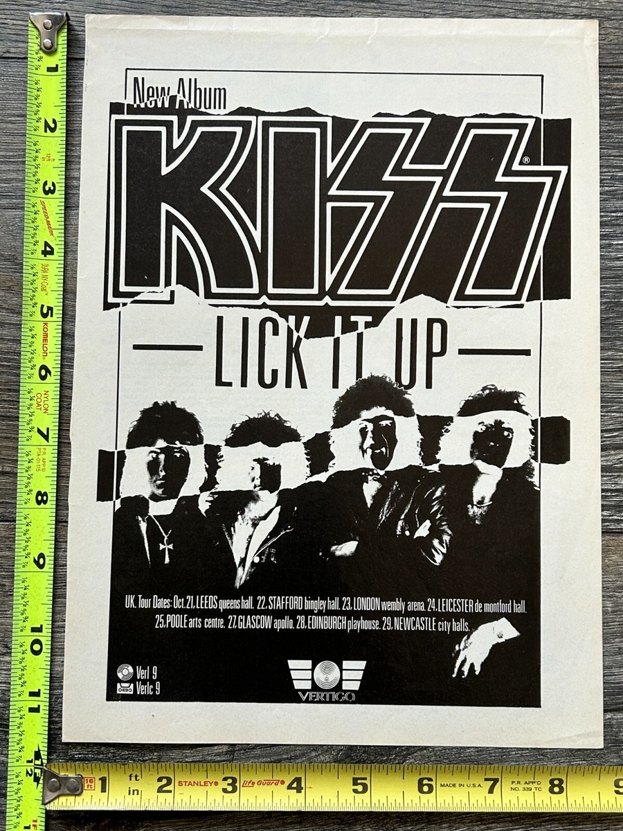 KISS Ad Advert Lick It Up Vinyl Record Album UK Tour Dates Vintage