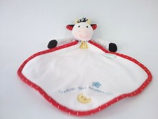 eden cow jumped over the moon rattle black white 9" security lovey baby blanket