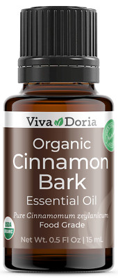 Viva Doria Pure Certified Organic Cinnamon Bark Essential Oil, Food Grade 15 mL 