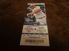 TEXAS RANGERS 2014 TICKET STUB VS BRAVE 9/13/14~FIRST MLB WIN Lisalverto Bonilla