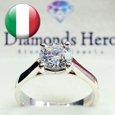 Anello solitario Diamante in Moissanite certificato 1ct D VVS1