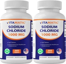 Vitamatic 2 Pack Sodium Chloride 1000mg, 365 Tablets