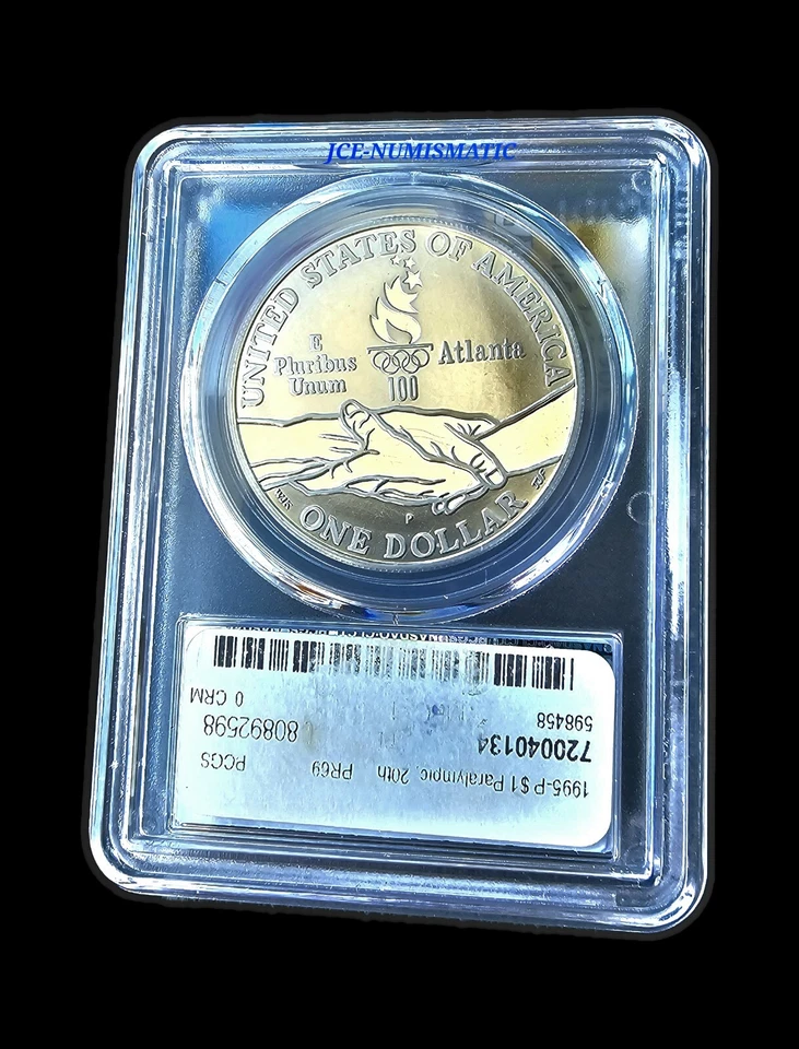 1995 -1 Dolar Paralympics GYMNASTIC PCGS PR69 DCAM 20TH ANNIVERSARY OLYMPIC 95 P - Image 4 of 4