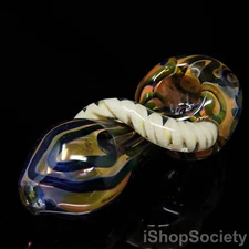 4¾" Golden Spiral Wormhole Tobacco Smoking Pipe Thick Collectible Pipes - P635A