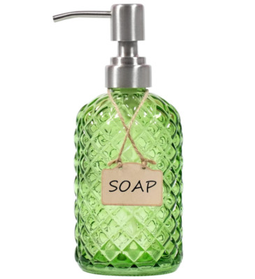Soap dispenser with pump bottle Lotion bathroom Hand Kitchen Sink Dish Glass 18o