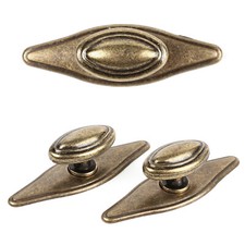 ALT MESSING ★ Retro Antik Knopf Möbelknöpf Schubladengriff mit Schild Griff 005