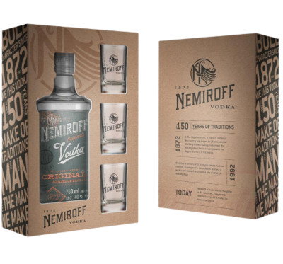 Vodka Nemiroff Original  0,7L& Vodkagläser Geschenkset ukrainischer Wodka
