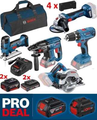 Bosch 18 Volt Profi-Set GSR 18 V-21 GWS 18V-7 GBH 18 V-21 GKS 18 V GST 18V-LI S