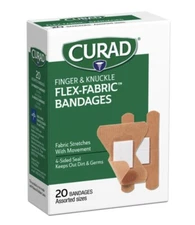 Curad Finger&Knuckle Flex-Fabric Bandages, Assorted Size 20 Ct