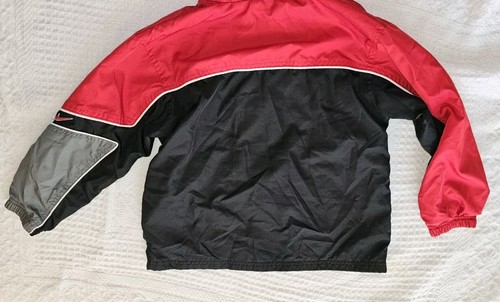 Vintage Nike Spell Out Logo Full Zip Black Hooded Light Jacket Size 7 Kids - Picture 10 of 11