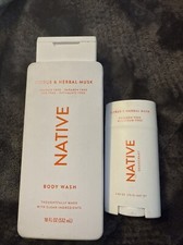 Native Natural Body Wash Deodorant, Citrus Herbal Musk aluminum free