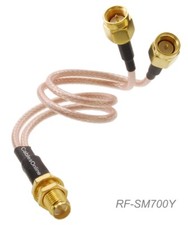 8-in RP-SMA Bulkhead Female to 2x SMA Male 50  RG316 Coax Y-Splitter