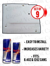 9 (Nine) Dixie Narco 5591 2145  spacers for Red Bull - 8.4 & 12 oz  slim cans 