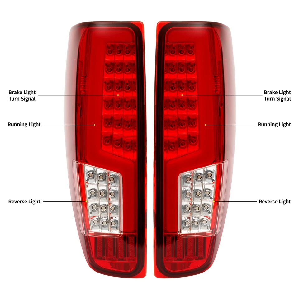 For Chevy Colorado GMC Canyon 2004-2012 Red/Chrome LED Tail Lights Brake Lamps Foto 2 de 4