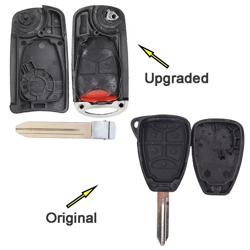3+1 Botón Nuevo para Chrysler Dodge Jeep Llave Remota Abatible Estuche Modificado Carcasa Llavero Foto 3 de 4
