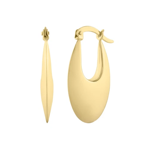 Pendientes de aro ovalados criollos de oro amarillo de 14k con cierre de bisagras 25 mm (1") 2 gramos - Imagen 1 de 1