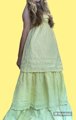 Vintage MCM Handmade Yellow Tiered Maxi Dress Xs Carrie Bradshaw Sex & The  City | eBay