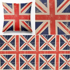 Union Jack Fabric - Linen Look Cotton Rich Cushion Panels + Matching Fabrics