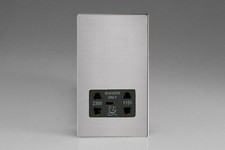 Varilight Screwless Brushed Steel Range - Black Inserts & Steel Switches