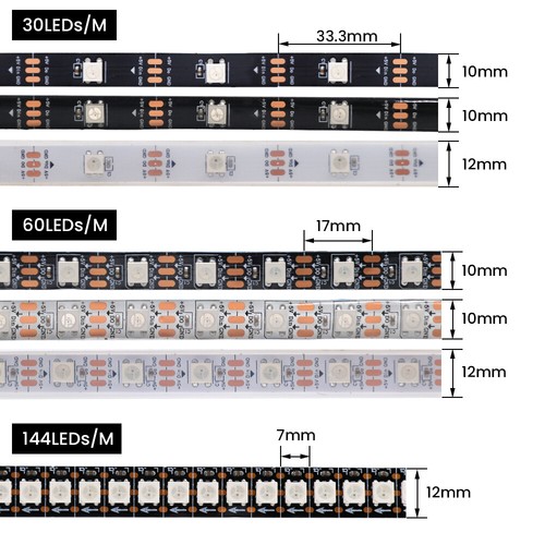 WS2812B 5V 5050 RGB LED Strip Lights RGBIC 30/60LEDS 1-5M Individual Addressable - Picture 14 of 14