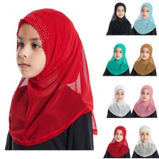 Children Girls Kids Hijab One Piece Amira Turban Shawls Headwrap Islamic Scarves
