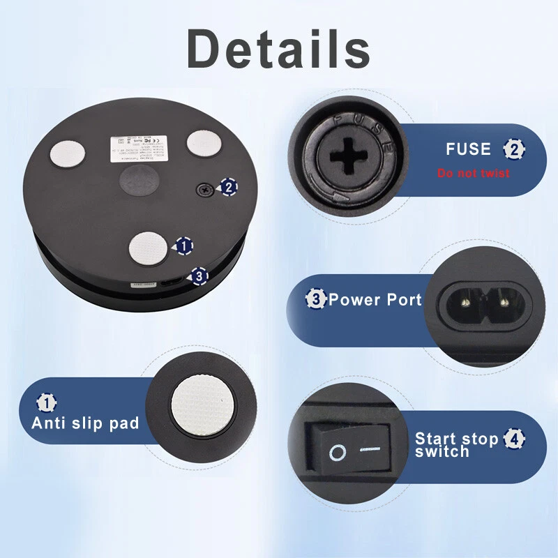 15cm New Turntable Illumination Rotating Display Platform W/LED Light 110/220V - Image 4 of 4