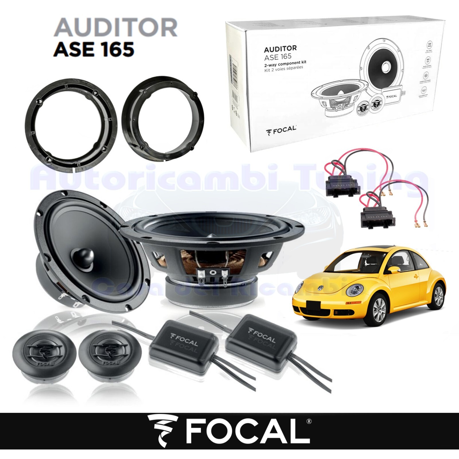 Casse Altoparlanti anteriori 165mm FOCAL AUDITOR ASE165 120w per VW NEW BEETLE