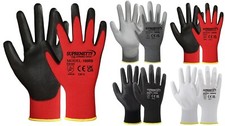 1, 24 PAIRS BLACK PU COATED SAFETY WORK GLOVES SAFETY GRIP MENS BUILDERS GLOVE