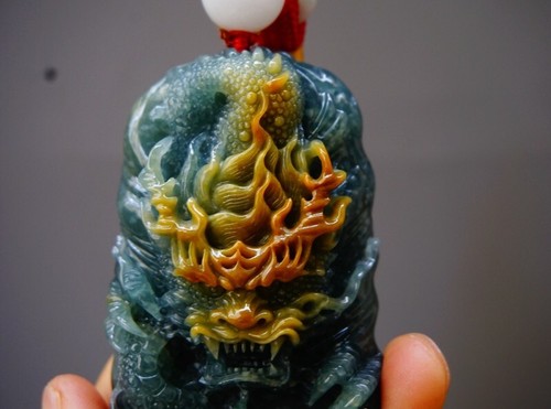 Certified Grade A Blue Guatemal Icy Blue green Jade jadeite Dragon Pendant 712 - Picture 5 of 24