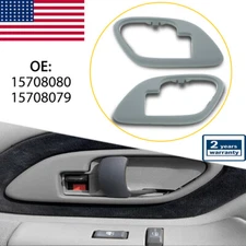 Interior Inside Door Handle Trim Bezels Gray Pair Set NEW for Chevy GMC Truck