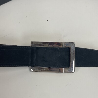 Gucci Suede And Leather Belt Silver Hardware Loop Closure READ
