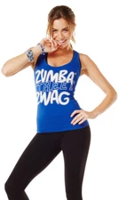 Zumba ~ Street Zwag Racerback Tank Top - BLUE ~ XS  S  M  ~  New! Free Ship!