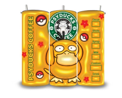 20oz 3D Inflated Matte Base Tumbler Pokémon Psyducks Starbucks Gifts