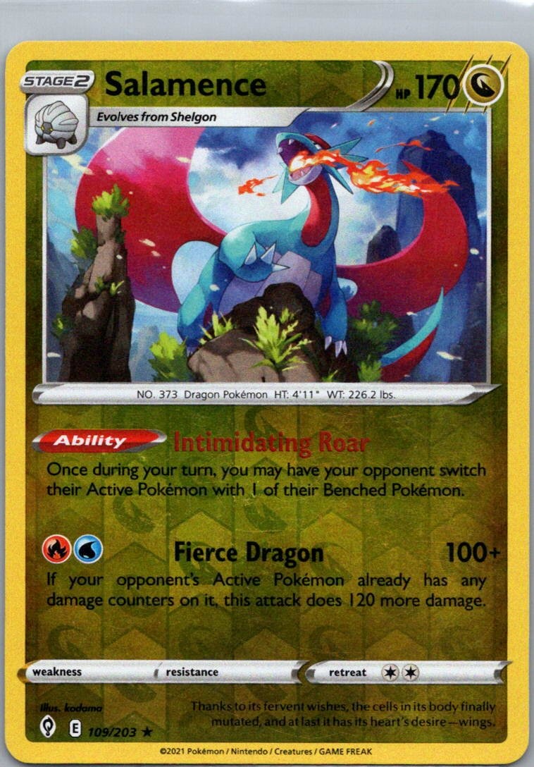 Pokemon TCG Salamence 109/203 Evolving Skies Rev Holo LP [4J71DD]