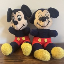 Vintage Mickey Mouse Plush Lot 2 California Stuffed Toys Walt Disney 18" 20"