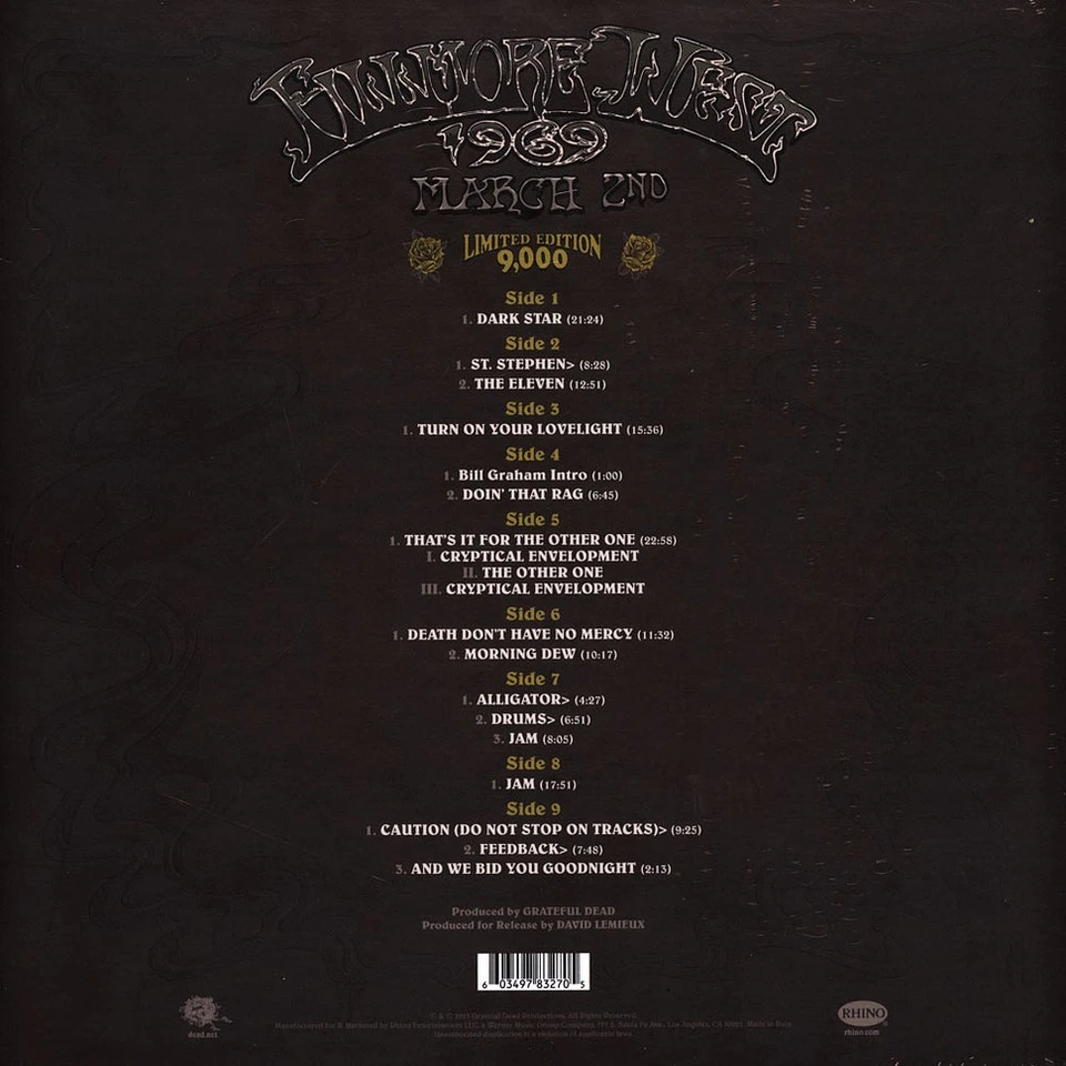 Grateful Dead - Fillmore West, San Francisco, Ca 3/2/1969 Black Friday Record... - Bild 2 von 2