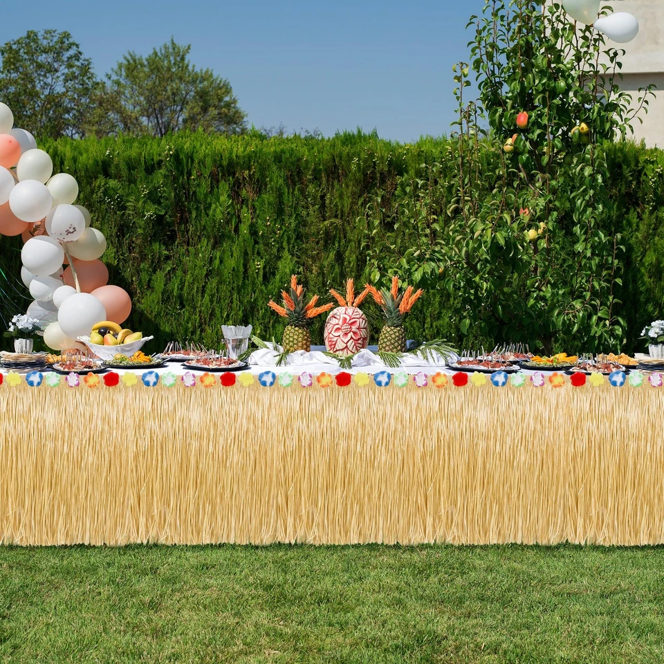 24PCS Hawaiian Table Skirt, Gold Luau Themed Grass Table Skirt Party Supplies... - Image 4 of 4